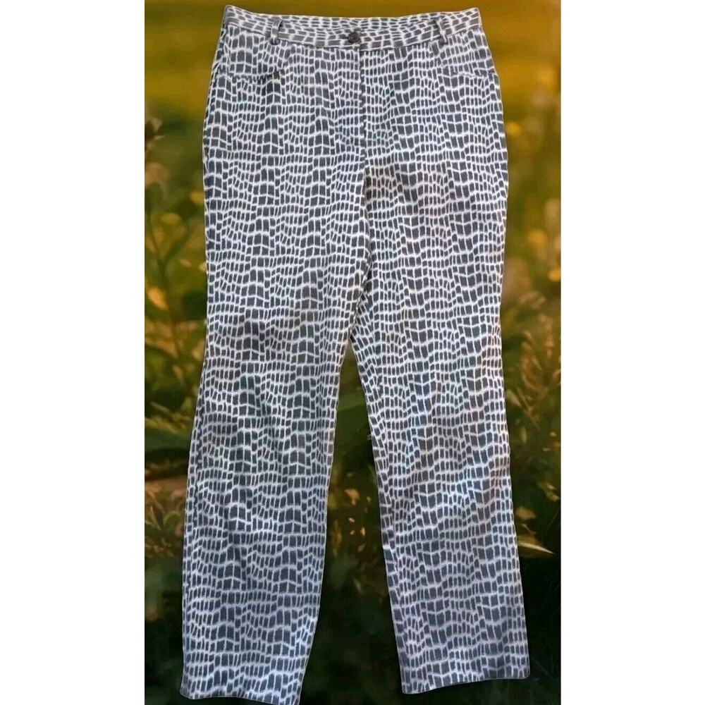 90s Giraffe Jeans Size 12 Animal Print Silver Grey Satiny Pants Trousers Spiegel